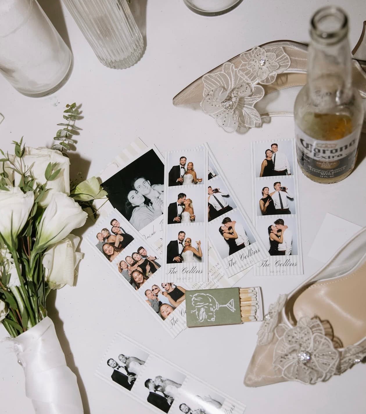 Tirages photobooth mariage avec accessoires