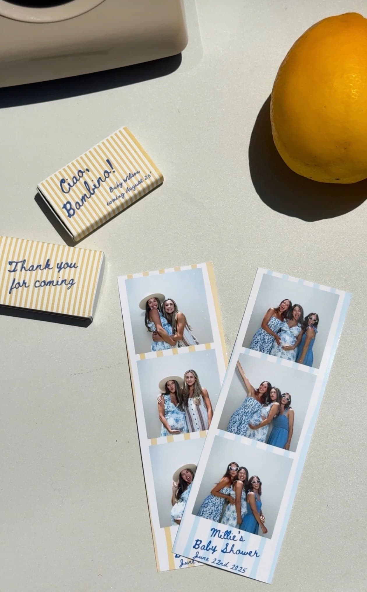 Tirages photobooth personnalisés pour un baby shower